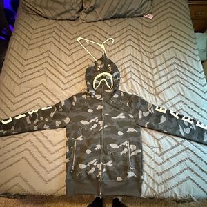 BAPE NBHD Camo shark hoodie black